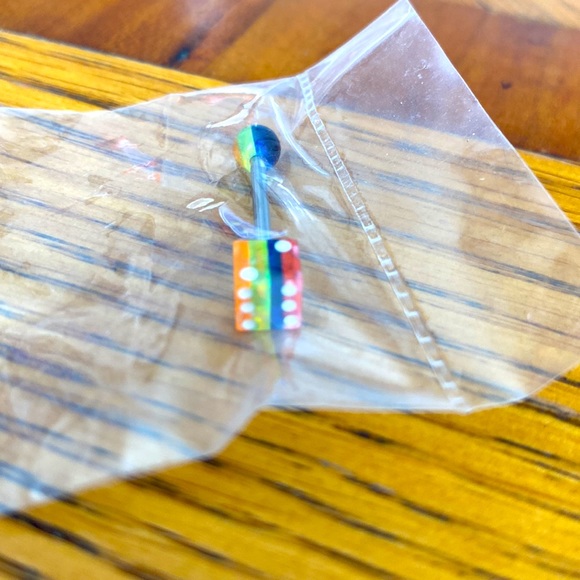 Rainbow dice tongue ring - Picture 2 of 2